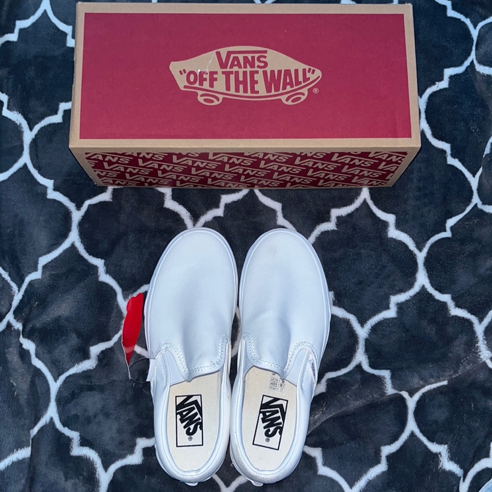*NEW* white slip on vans